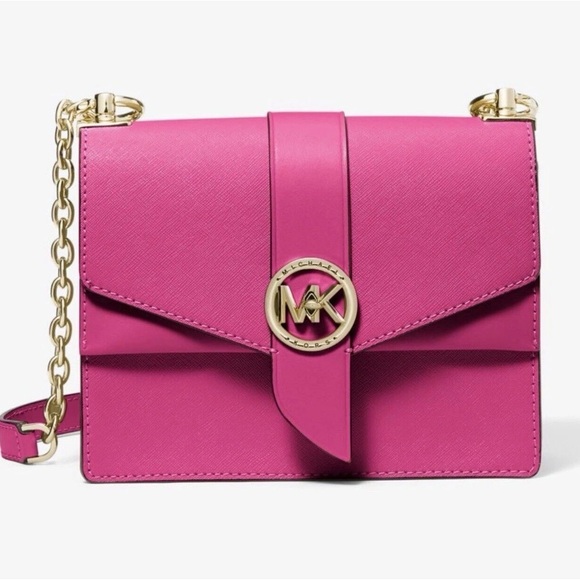 MICHAEL KORS Greenwich Small Saffiano Leather Crossbody Bag (Wild Berry) - Picture 1 of 10